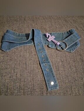 Madden Girl Denim Blue Belt with Silver Ring Buckle